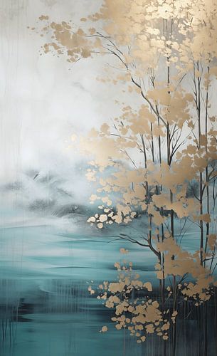 Landschap in goud en blauw