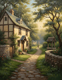 Vieille maison de campagne sur un sentier étroit sur Regan Frederick