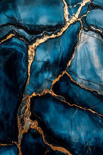 Elegant blauw marmeren oppervlak met goud