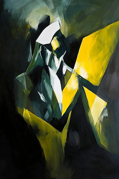 Abstrakte Gestalt in Gelb und Schwarz von Poster Art Shop