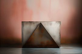 Abstraktes räumliches Zusammenspiel zwischen einem Rechteck und einem Dreieck von Ton Kuijpers