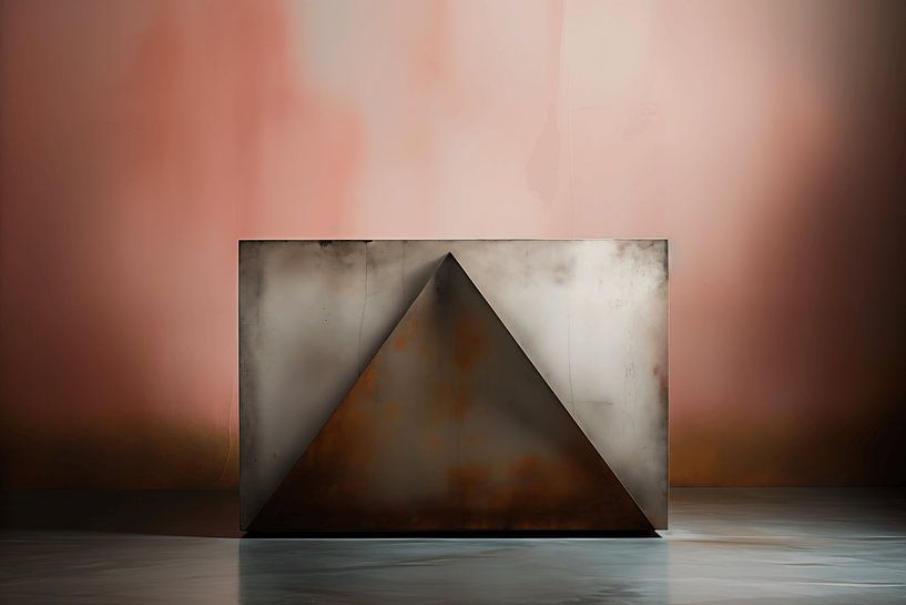 Abstraktes räumliches Zusammenspiel zwischen einem Rechteck und einem Dreieck von Ton Kuijpers