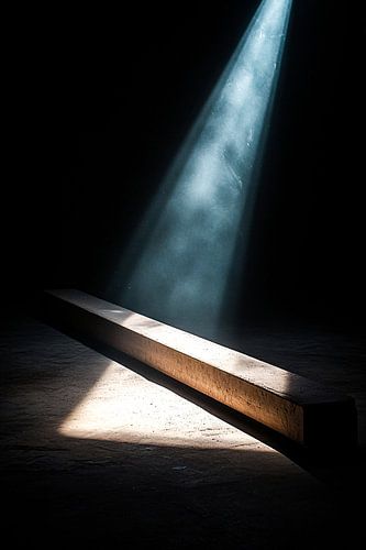 Faisceau lumineux sur une surface en bois