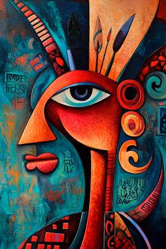 Creatief portret met gestileerde vormen van Poster Art Shop