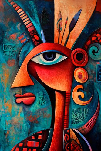 Creative portrait with stylised shapes
