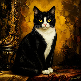 Collection d'œuvres d'art sur les chats - Chat tuxedo noir et blanc sur Johannas Art Creations
