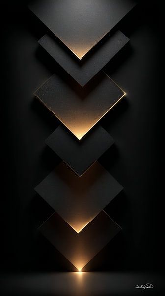 noir abstrait et or doux par Gelissen Artworks