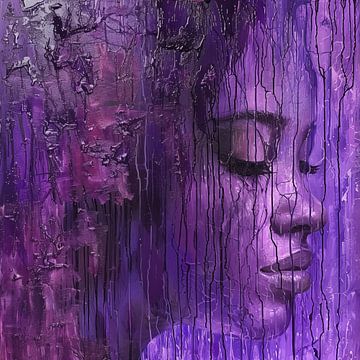 Pluie violette femme expressionnisme abstrait sur TheXclusive Art