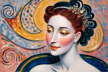 Art deco vrouw met kleurrijk patroon van Art & Soul Creations