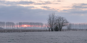 rote Sonne über der Landschaft