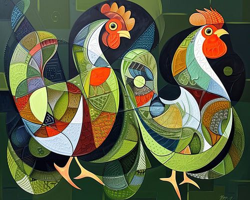 Peinture de poulet colorée