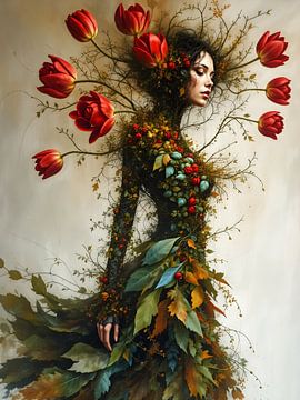 De planten vrouw surrealisme van Jolique Arte