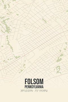 Carte ancienne de Folsom (Pennsylvanie), USA. sur Rezona