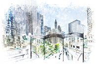 City Art CHICAGO Uitzicht op de binnenstad van Melanie Viola thumbnail