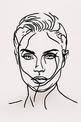 Zwart-wit lijntekening van vrouwengezicht