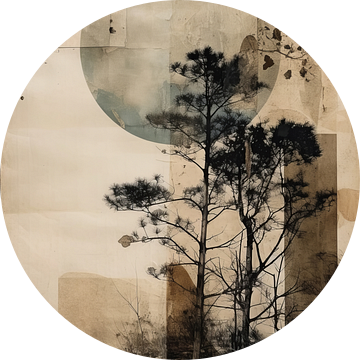 Collage Wabi-sabi in aardetinten van Studio Allee