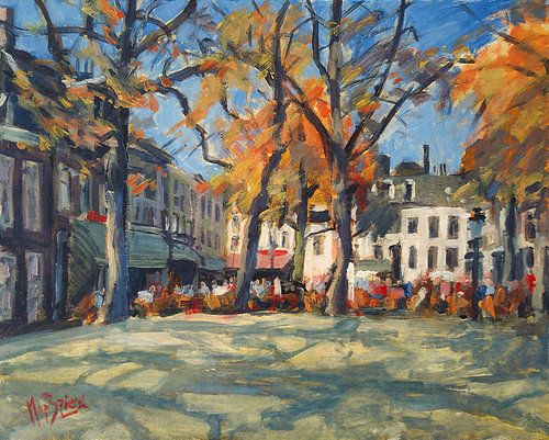 OLV Plein in warm herfstlicht met terrassen