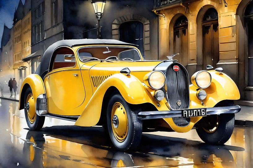 La Bugatti jaune de nuit à Bruxelles par DeVerviersBelgium