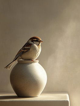 Moineau sur faïence