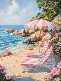 Gemälde eines rosa Strandes von IamHomeStudio