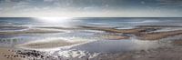 Panorama sunrise on the mudflat side on Sylt