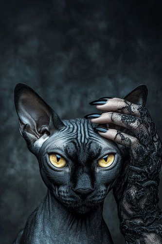 Golden Eyes | Mystical Sphynx Cat Portrait