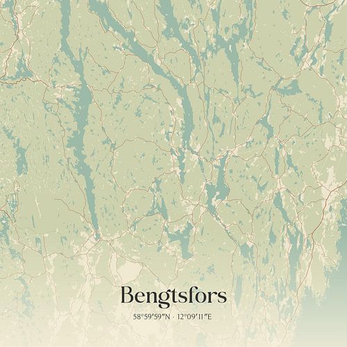 Alte Karte von Bengtsfors, Schweden.