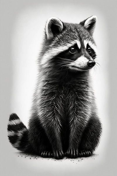 Raccoon Line Art by Poster Art Shop