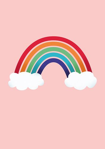 Kleurrijke regenboog met wolkjes