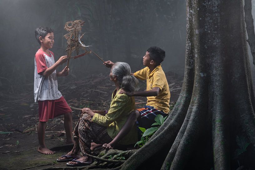 Wayang poppen spel van Anges van der Logt