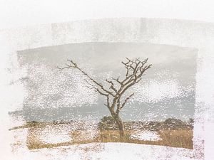 Arbre en Afrique : œuvre d'art mixte au look vintage