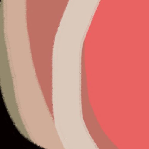 Abstrakte Formen und Linien in einer warmen Retro-Farbpalette von Dina Dankers