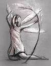Fee in grijs roze en wit in krijt tekening stijl van Emiel de Lange thumbnail