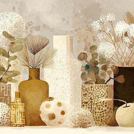 Elegantes Blumen und Vasen Display von Blickfänger Gemälde