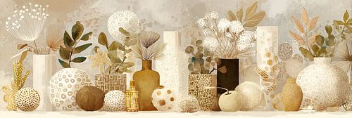 Présentoir élégant de fleurs et de vases