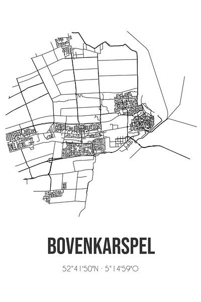 Bovenkarspel (Noord-Holland) | Map | Black and White by Prints of Place