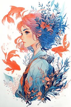 Anime illustratie, Oosterse Onderwaterwereld no.4 van Studio BB