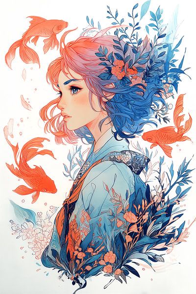 Anime illustration, Oriental Underwater World no.4 by Studio BB