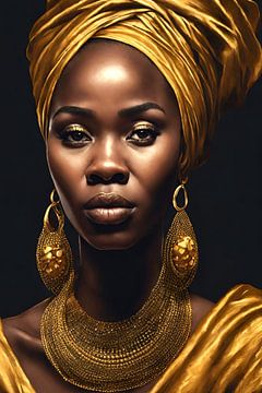 Afrikaanse vrouw met goud 2 van Bernhard Karssies