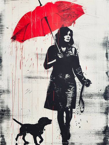 Unleash the dog - street art portret in de stijl van Banksy van Roger VDB