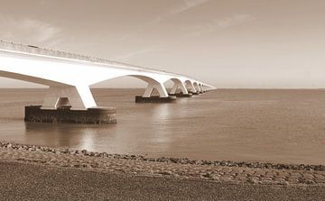 Zeeland bridge in sepia by Jose Lok