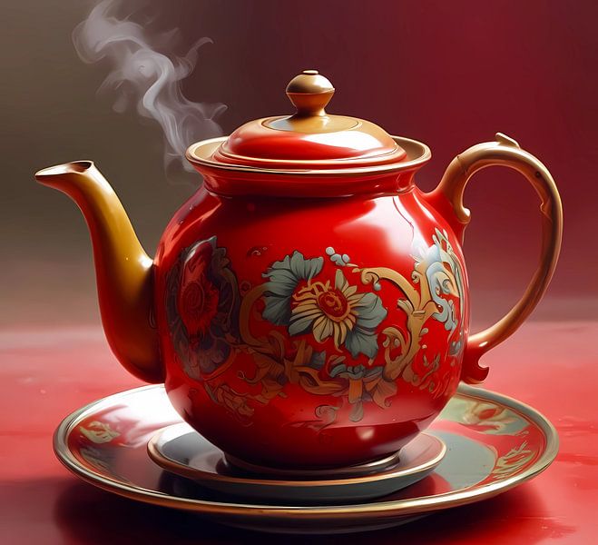 Teapot red by Tatjana Korneeva