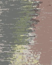 Brush strokes in neutral colors. Abstract art in grey, green, brown and yellow by Dina Dankers