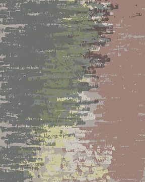 Brush strokes in neutral colors. Abstract art in grey, green, brown and yellow by Dina Dankers