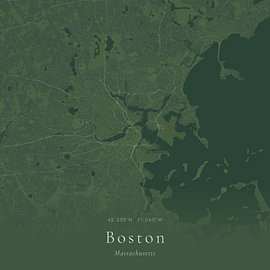 Historische Landkarte von Boston, Vereinigte Staaten von Ortsdrucke