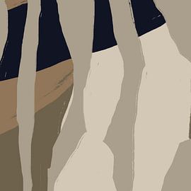 Art abstrait. Lignes en noir, blanc, marron n° 2 sur Dina Dankers