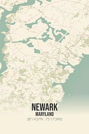 Vintage landkaart van Newark (Maryland), USA. van Stad & Wand