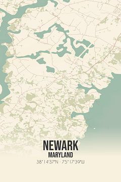 Vintage landkaart van Newark (Maryland), USA. van MijnStadsPoster
