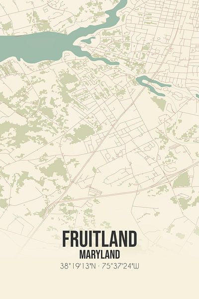 Vintage map of Fruitland (Maryland), USA. by Prints of Place