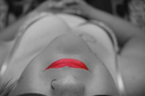 "red lips, upside down..."